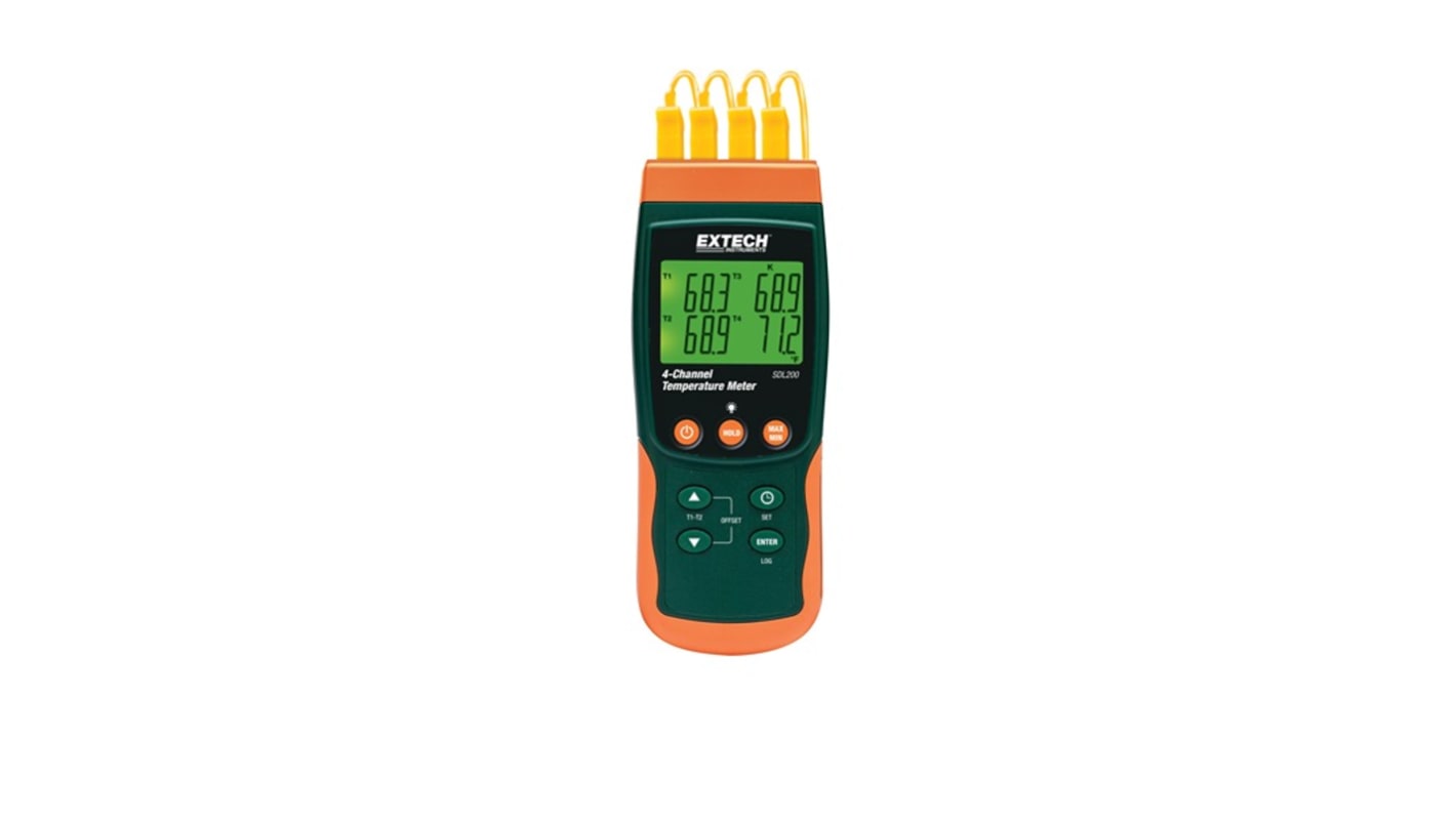 Extech SDL200-NIST Digital Thermometer for Temperature measurement Use, E, J, K, R, RTD, S, T Probe, 6 Input(s),