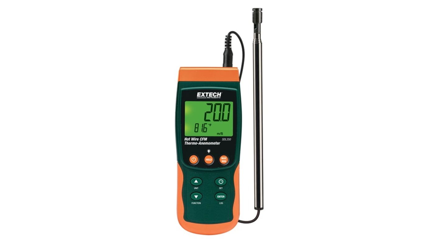 Miernik przepływu powietrza SDL350-NIST przepływ 25m/s 0.01m/s Extech Prędkość powietrza, Temperatura