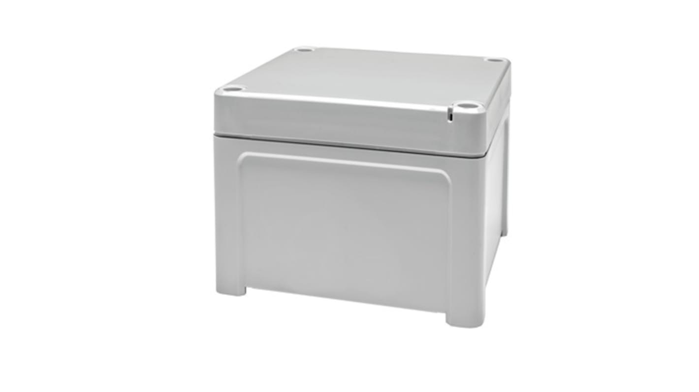 Fibox TPCM Series Light Grey Polycarbonate General Purpose Enclosure, IP65, IK07, IK08, Grey Lid, 110 x 110 x 65mm