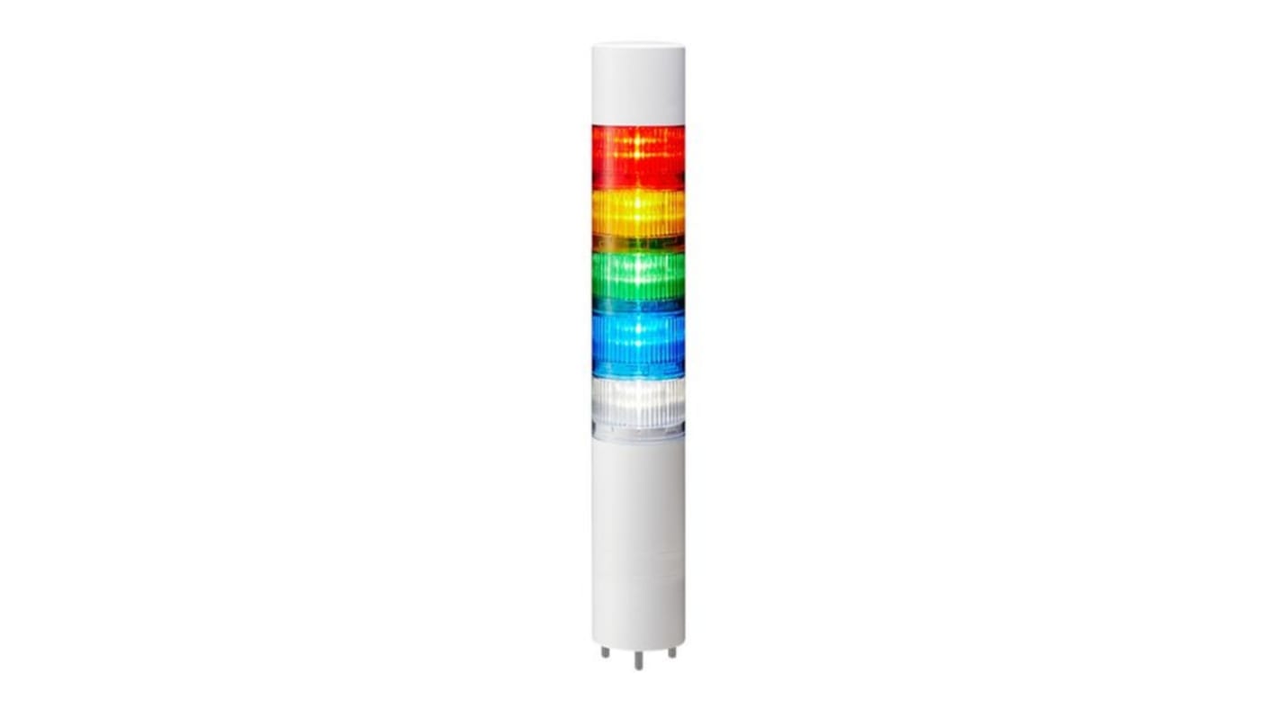 Columna de señalización Patlite LR, LED, con 5 elementos Multicolor, 24 V CC