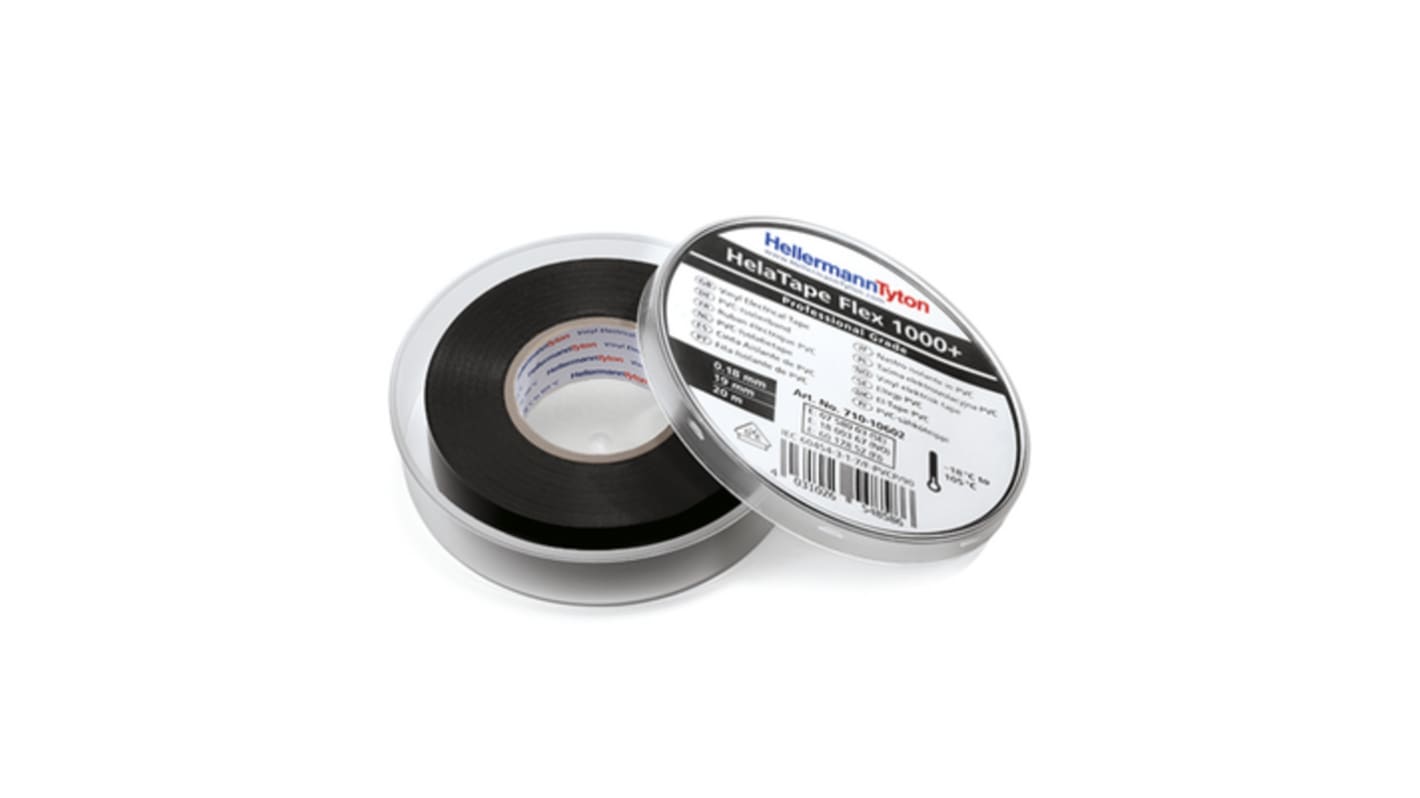 HellermannTyton Black PVC Electrical Insulation Tape, 19mm x 33m