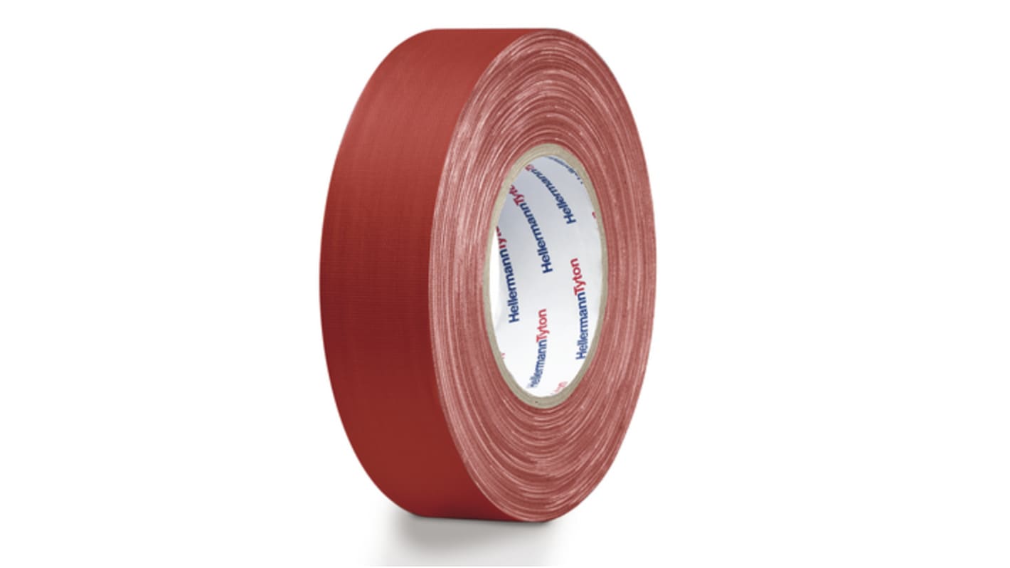 HellermannTyton HTAPE-TEX-19x10-CO-RD Cloth Tape, 10m x 19mm, Red, PE Coated Finish