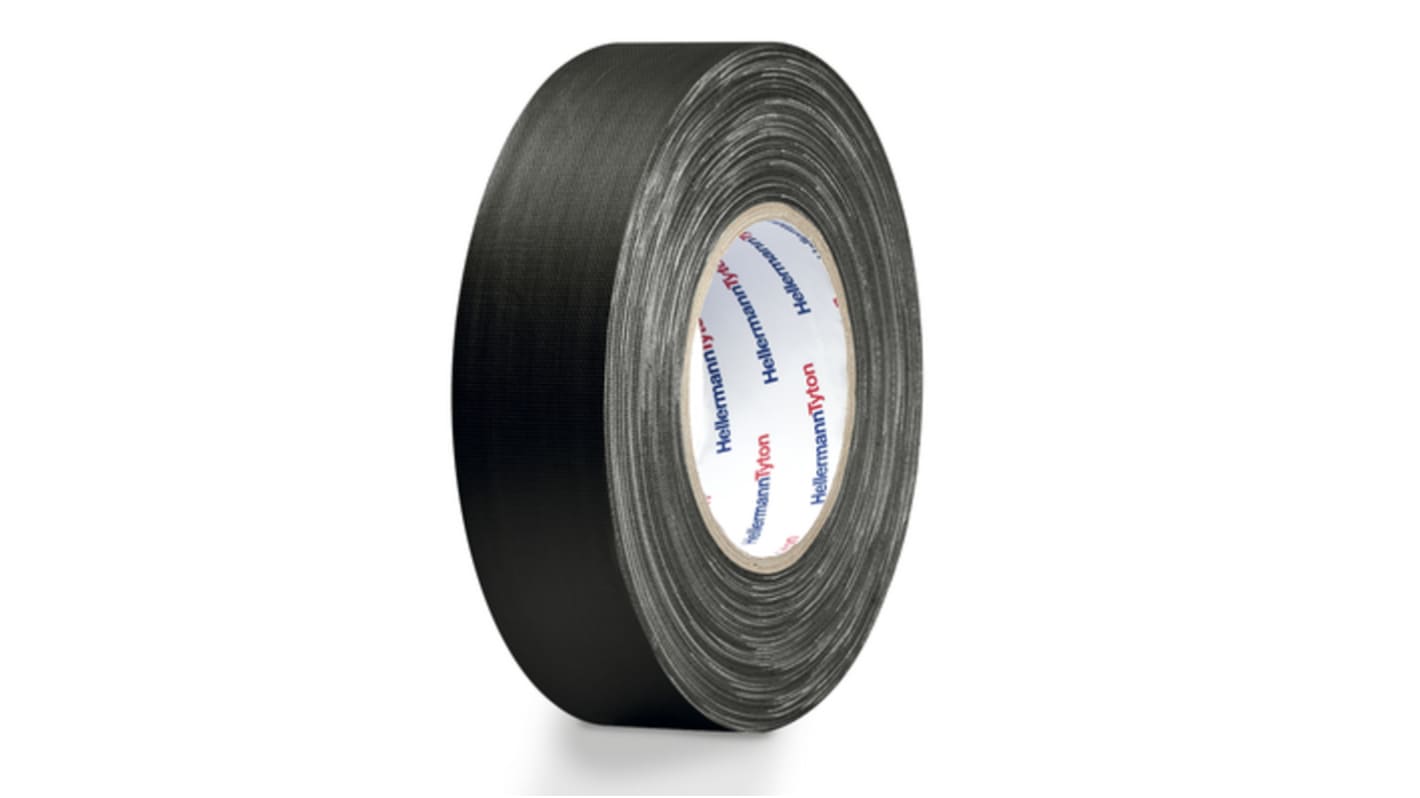 HellermannTyton HTAPE-TEX-19x10-CO-BK Cloth Tape, 10m x 19mm, Black, PE Coated Finish