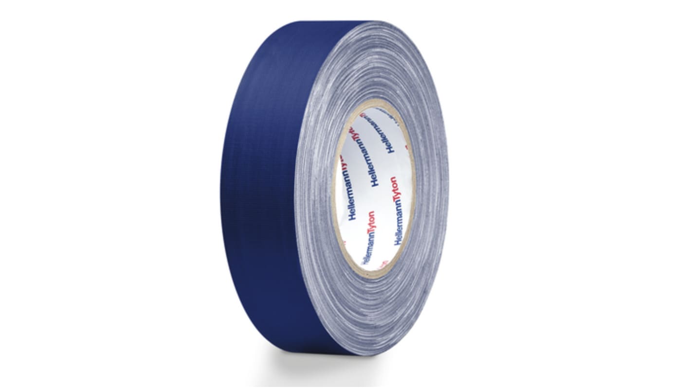HellermannTyton HTAPE-TEX-19x50-CO-BU Cloth Tape, 50m x 19mm, Blue, PE Coated Finish