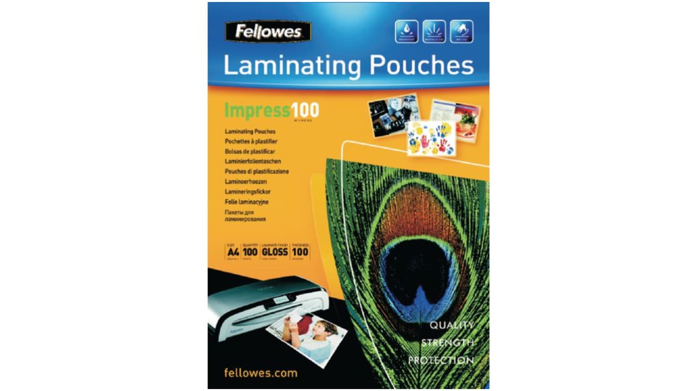 Fellowes Glossy  Laminator Pouches 100micron Thickness, 100Sheets Pack Quantity