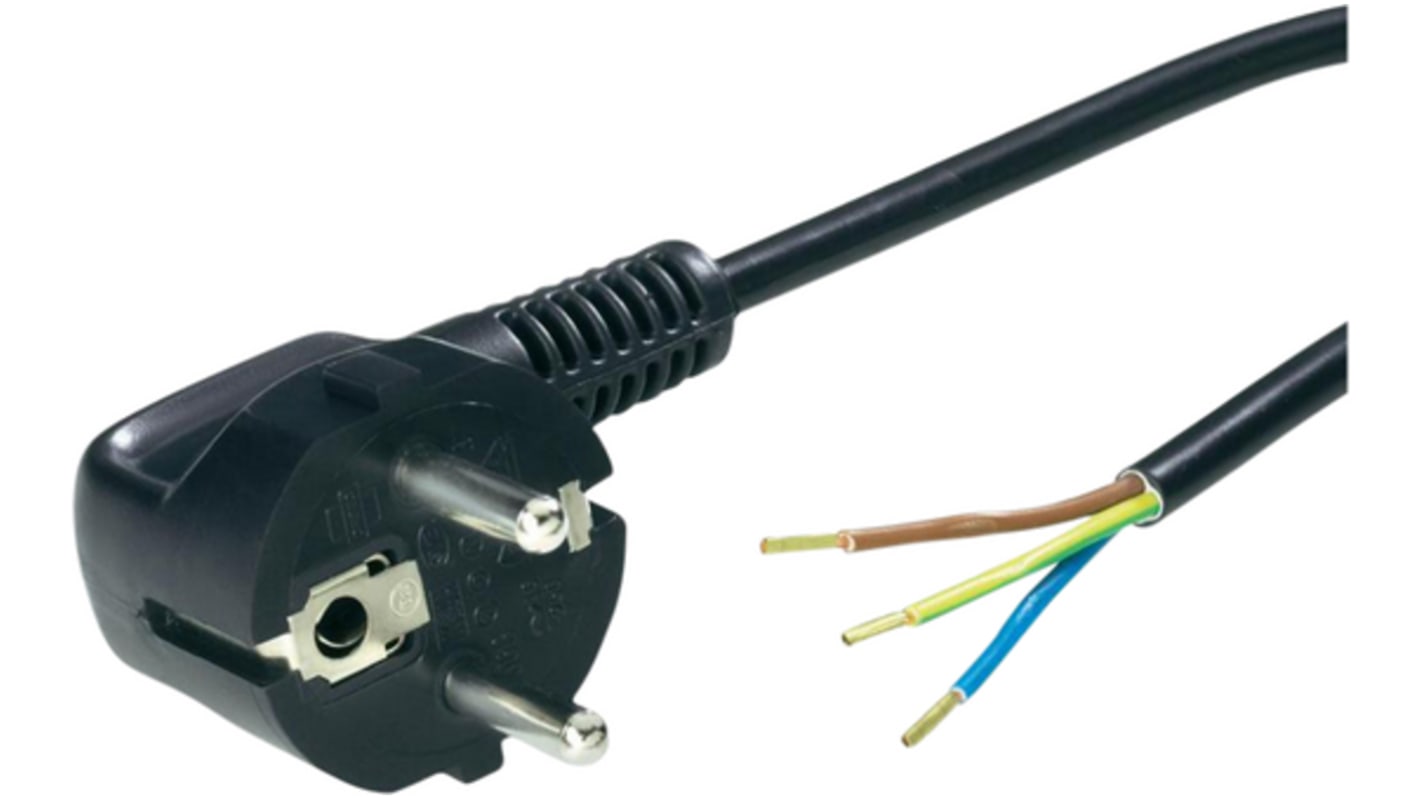 Kabel zasilający 3 Core Polichlorek winylu PVC Sheath Czarny, 250 V AC