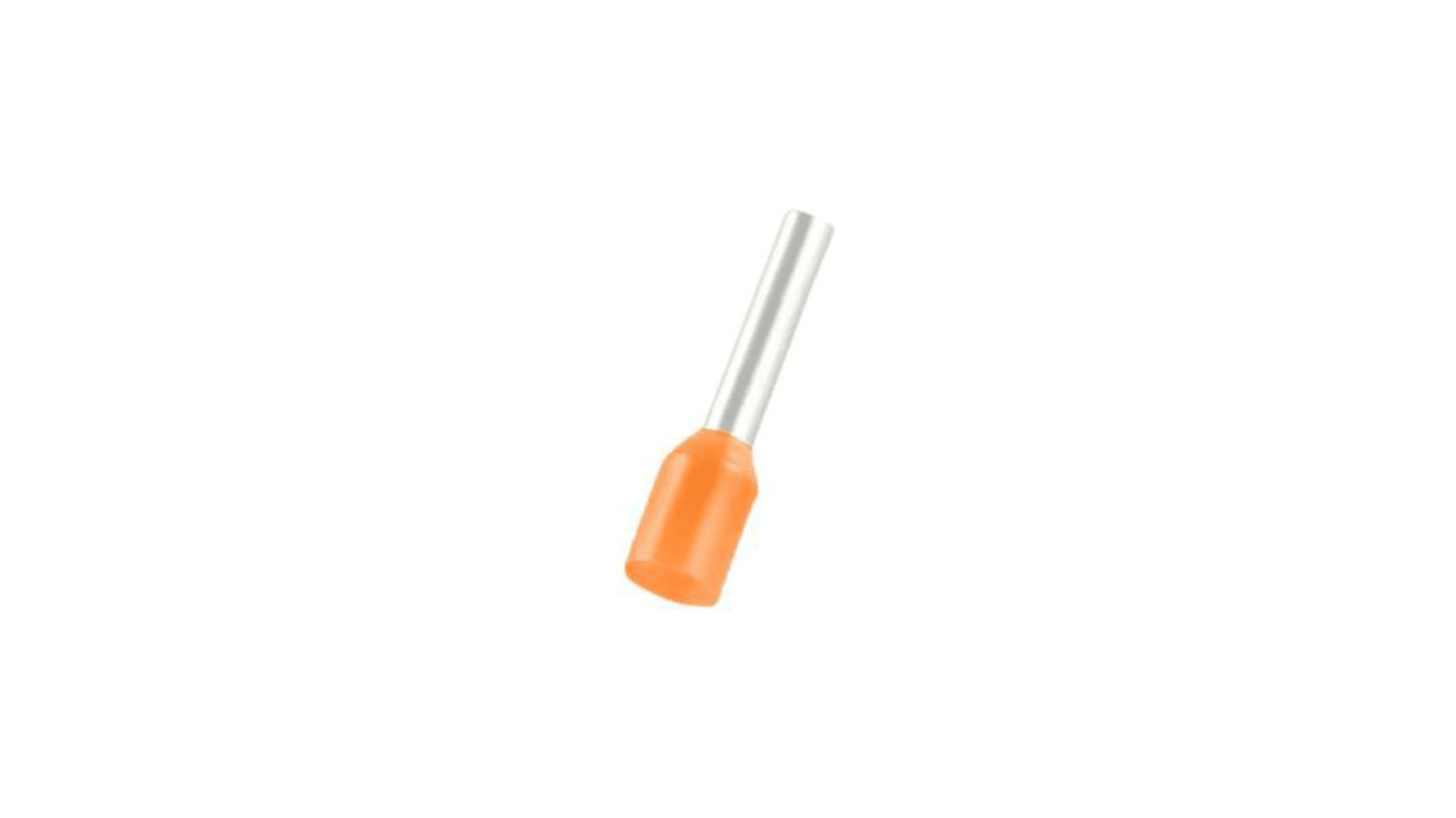 Weidmüller Insulated Bootlace Ferrule, 8mm Pin Length, 1mm Pin Diameter, Orange