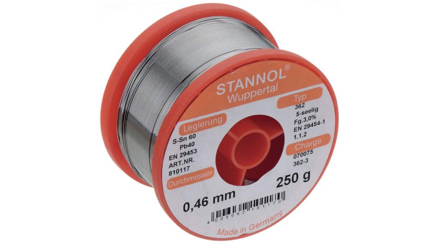 Stannol Wire, 0.7mm Solder, 186°C Melting Point