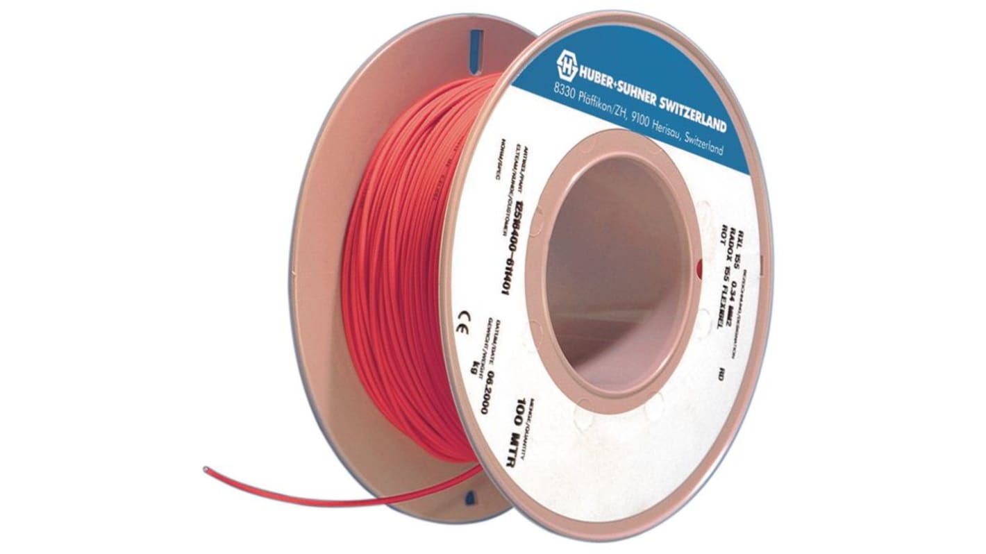 Huber+Suhner RADOX Series Orange 0.25 mm² Hook Up Wire, 23 AWG, 100m, RADOX 155 0.25 MM² ORANGE