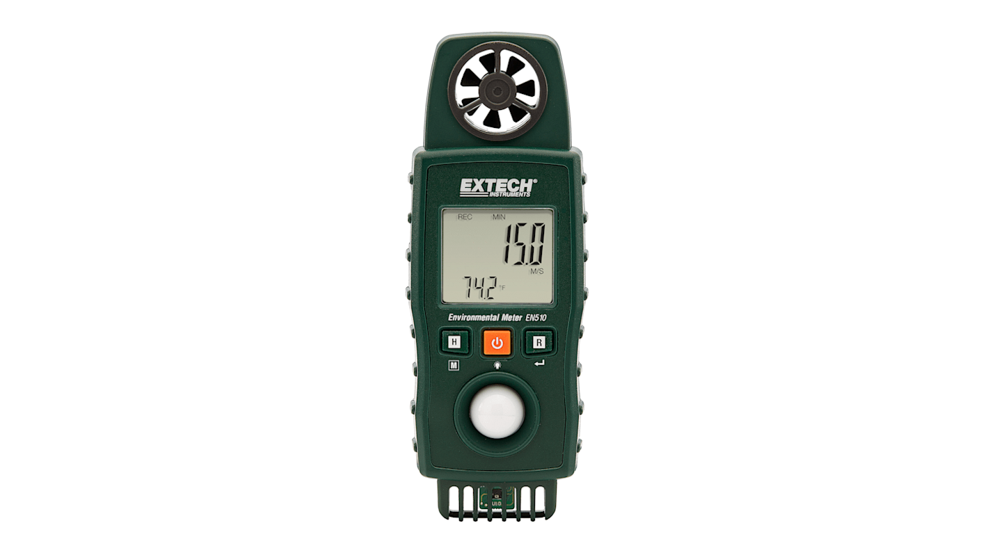 Extech EN510 Air Quality Monitor for Air Flow, Air Velocity, Altitude, Density, Dew Point, Heat Index, Humidity Ratio,