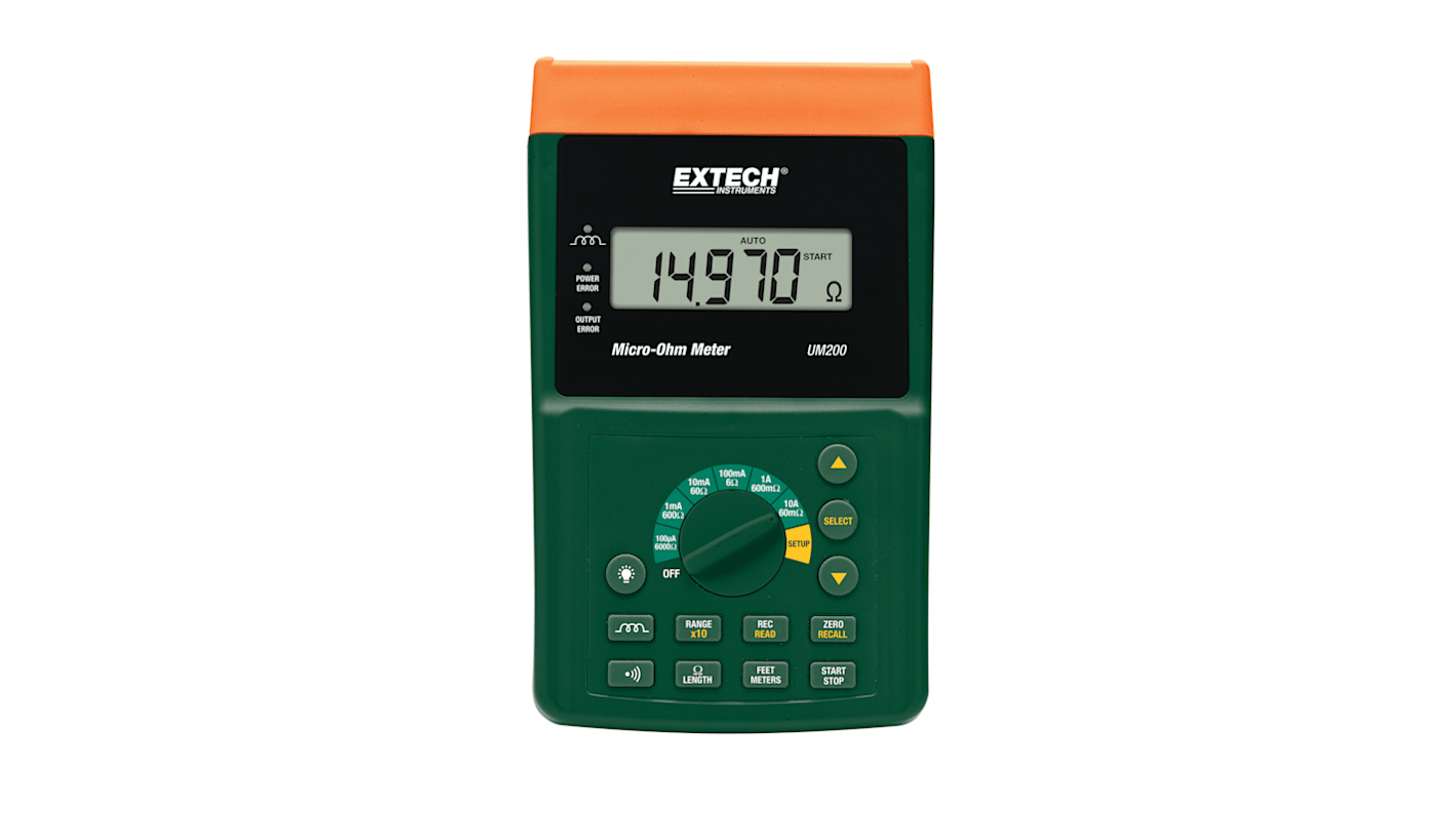 Extech UM200 Handheld Ohmmeter, 6 kΩ Max, 4 Wire