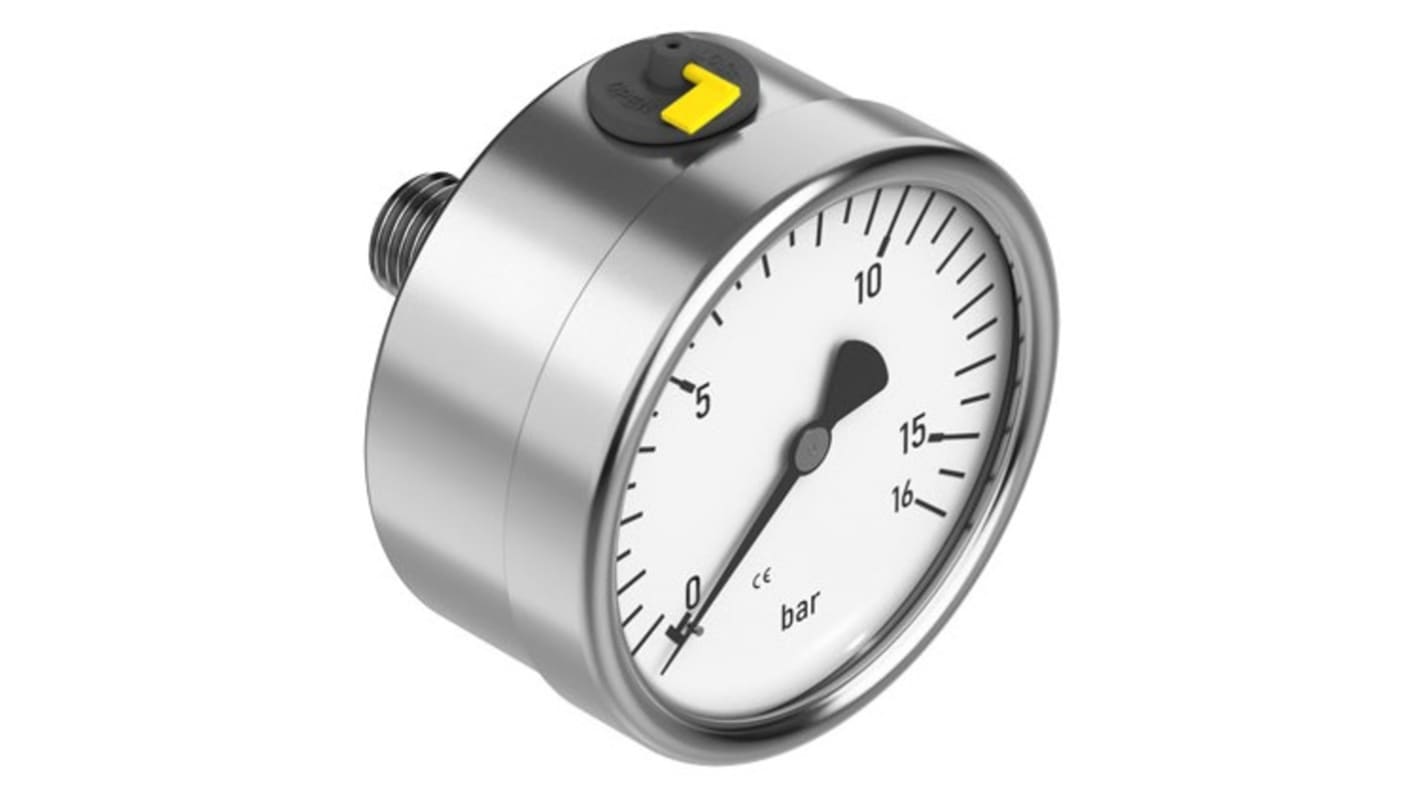 Festo G 1/4 Analogue Bourdon tube pressure gauge 16bar Inline 63mm Outside Diameter