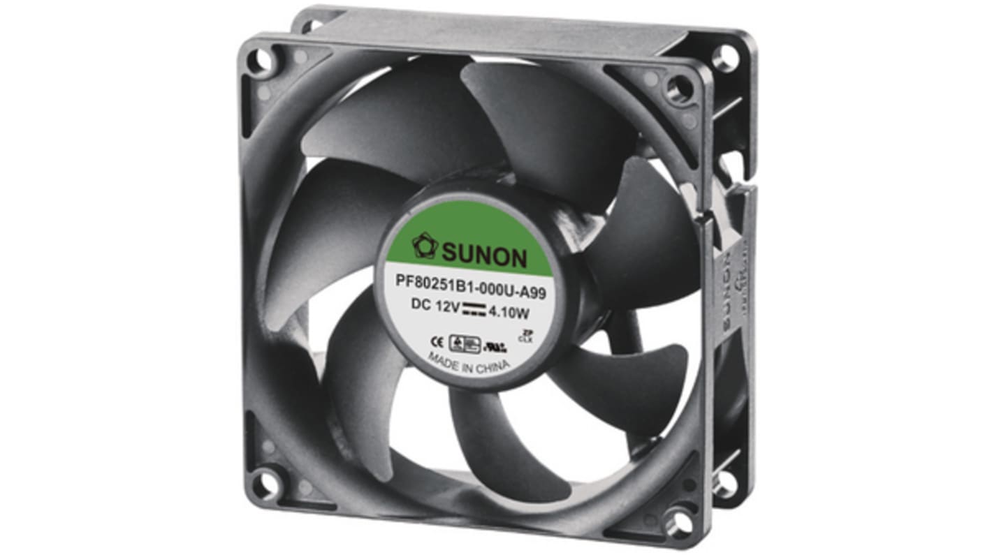Sunon Axial Fan, 12 V dc, dc Operation, 90m³/h, 257mA Max, 80 x 80 x 25mm
