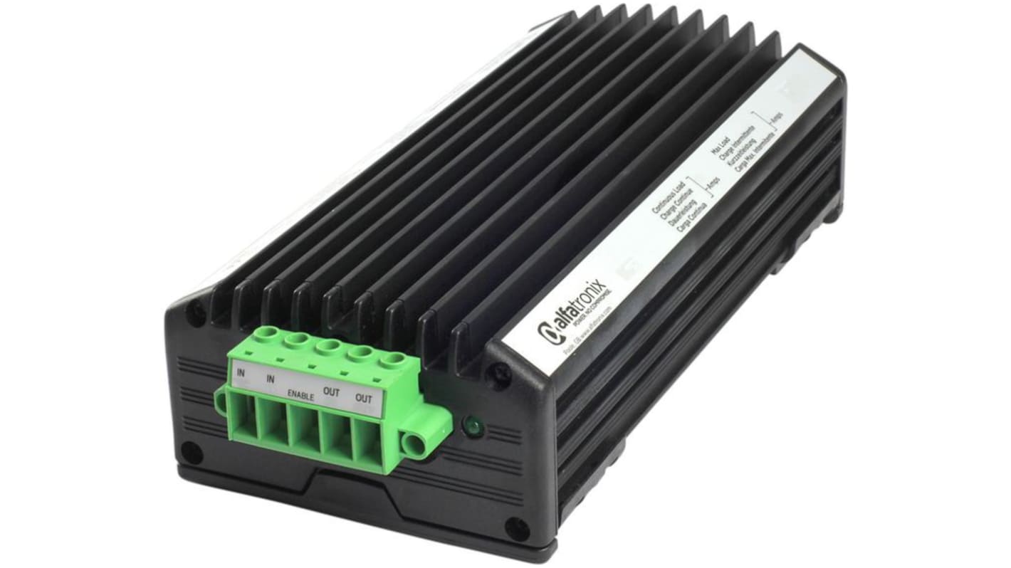 Alfatronix PV DC-DC Converter, 12V dc/ 60A Output, 17-32 VDC Input, 600W, Snap On, +80°C Max Temp -25°C Min Temp