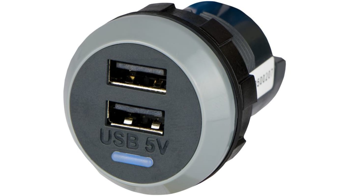 Cargador de coche USB doble, entrada 9 → 32V dc, Salida 5V dc