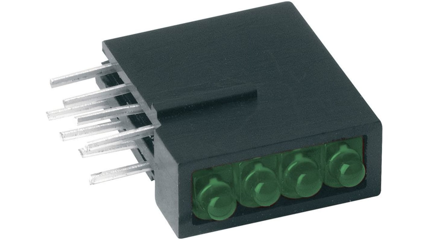 Mentor RTD2400G, Green PCB LED Indicator, 4 LEDs 2mm (T-3/4), Through Hole 2.2 V