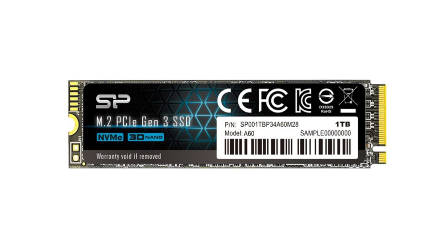 Silicon Power P34A60, M.2 (2280) Intern SSD NVMe PCIe Gen 3 x 4, SLC, 1 TB, SSD