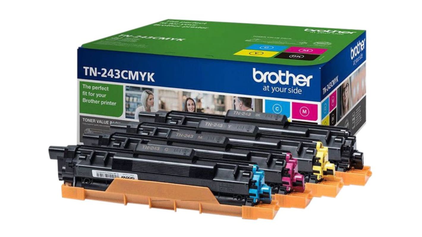 Brother TN243CMYK Toner Schwarz, Cyan, Magenta, Gelb für Brother Drucker, 1000 Seitenertrag (ca.)
