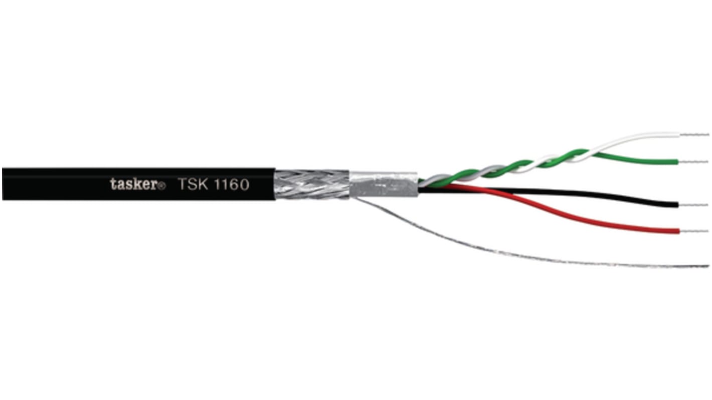 Tasker Audiokabel 4-leder, Sort, UD: 5.2mm, PVC Isolation, 0,13 mm2 CSA