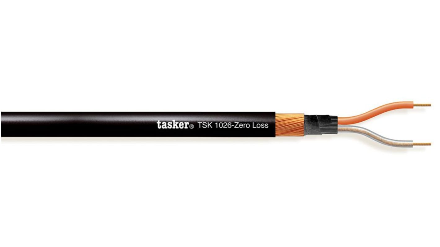 Tasker Mikrofonkabel 2-leder, Sort, UD: 1.5mm, PVC Isolation, 0,25 mm2 CSA