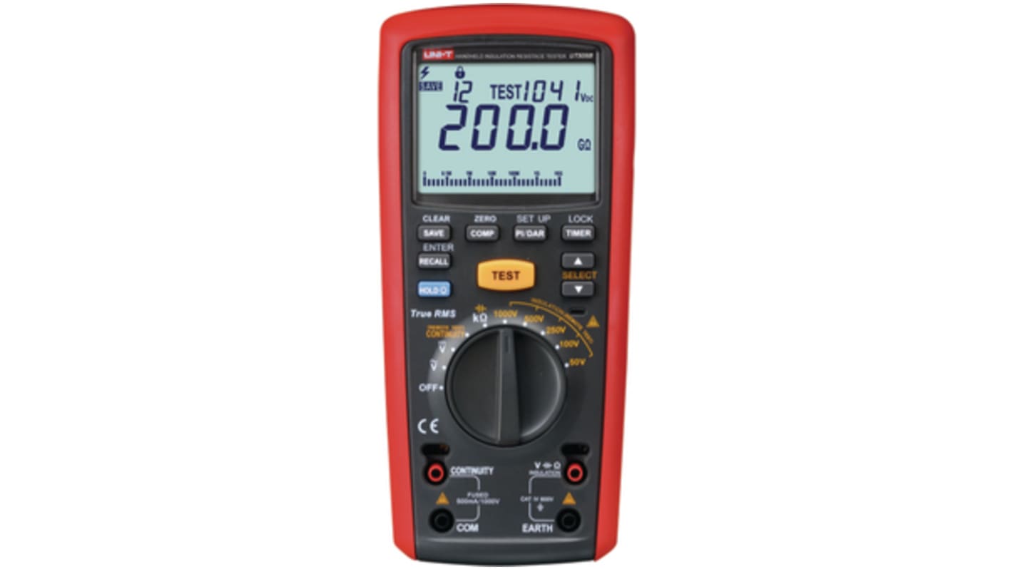 UNI-T UT505B Insulation Resistance Tester, 1000V Max, 200GΩ Max, CAT III 1000V