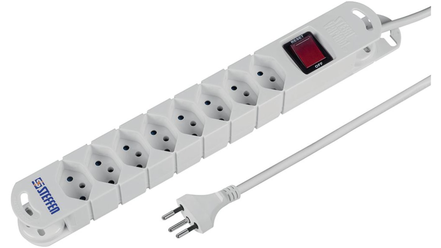 Unità di distribuzione alimentazione Steffen a 8 prese, lunghezza cavo 5m, 230 V, 10A