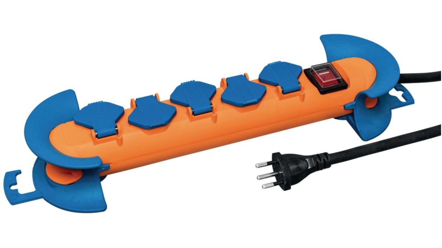 Unidad de distribución de potencia Steffen 207620185 K, 5 conectores, Tornillo, Cable 8m, 10A, 230 V Tipo J - Suizo