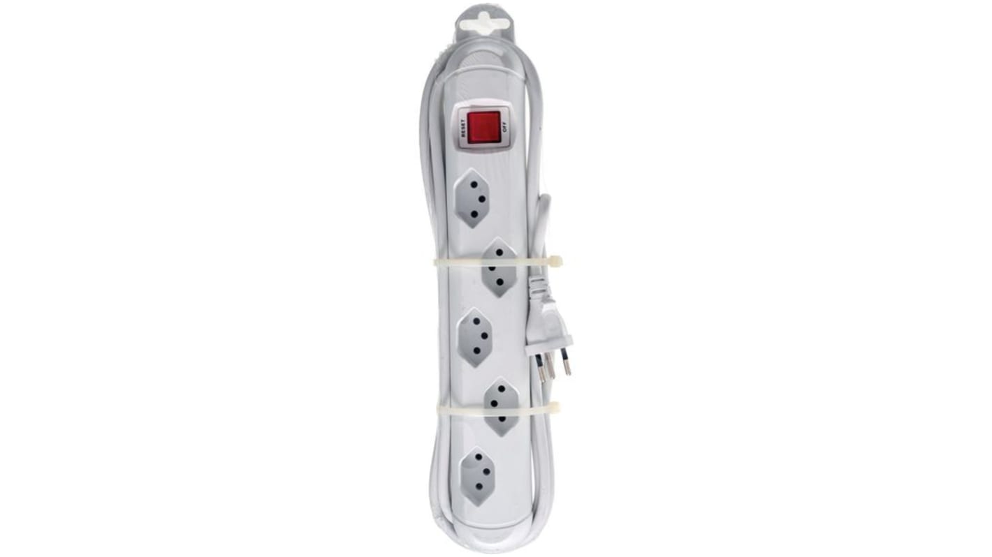 Steffen Type J - Swiss 5 Gang Power Distribution Unit, 3m Cable, 10A, 230 V