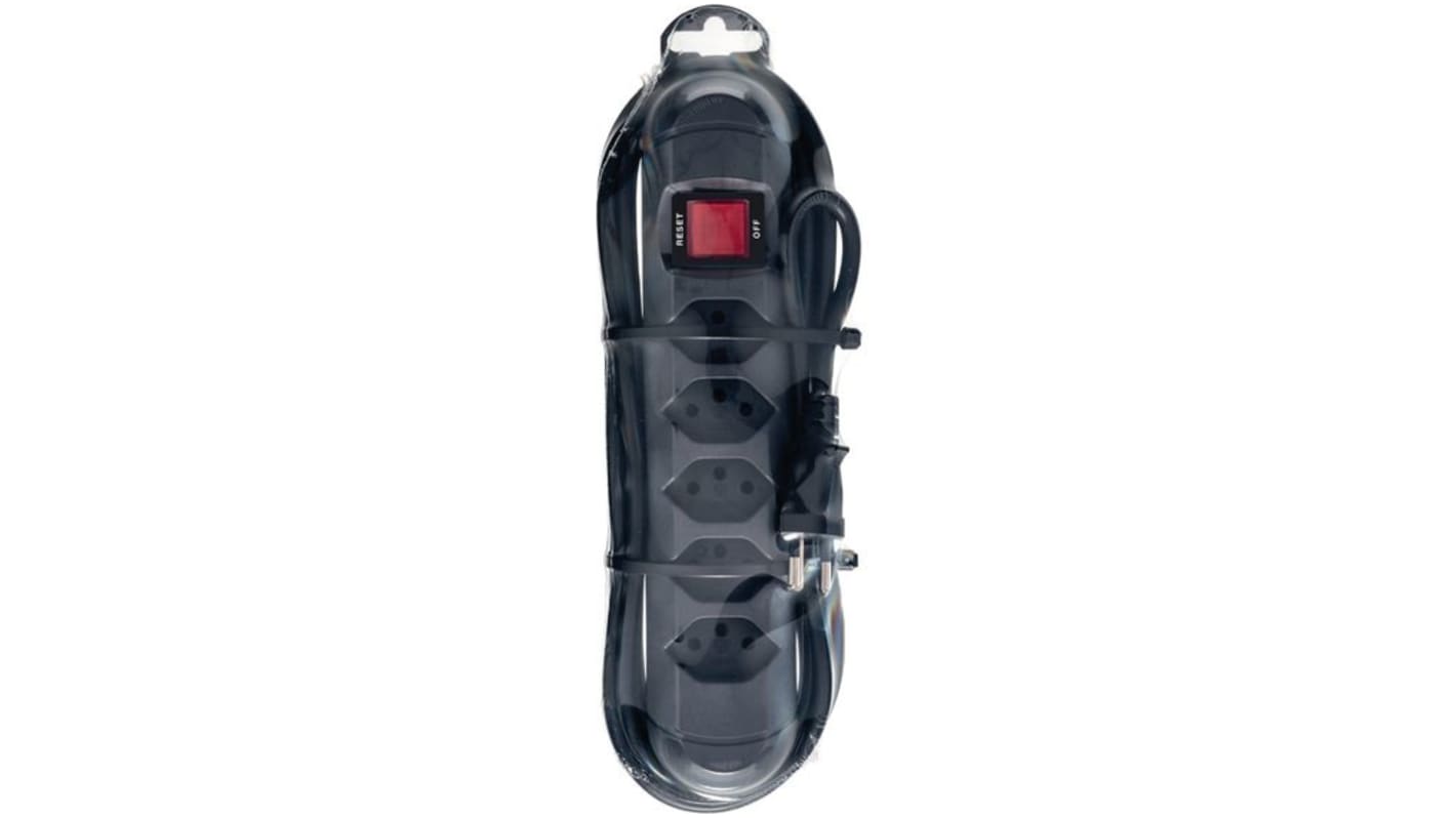 Steffen Type J - Swiss 5 Gang Power Distribution Unit, 3m Cable, 10A, 230 V