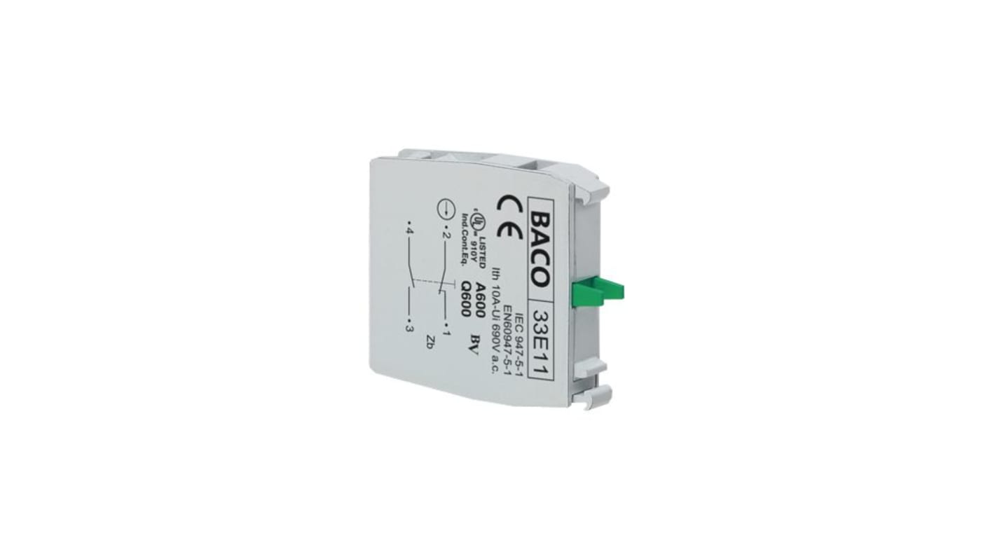 BACO 33E Series Contact Block for Use with Control & Signalling Units, 240V ac, SPDT