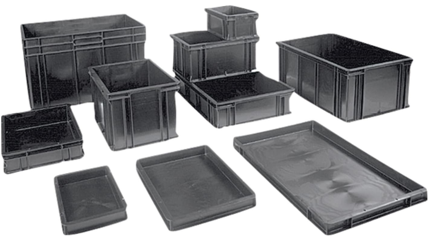 8888 Black Polypropylene Storage Box, 212mm x 300mm x 400mm