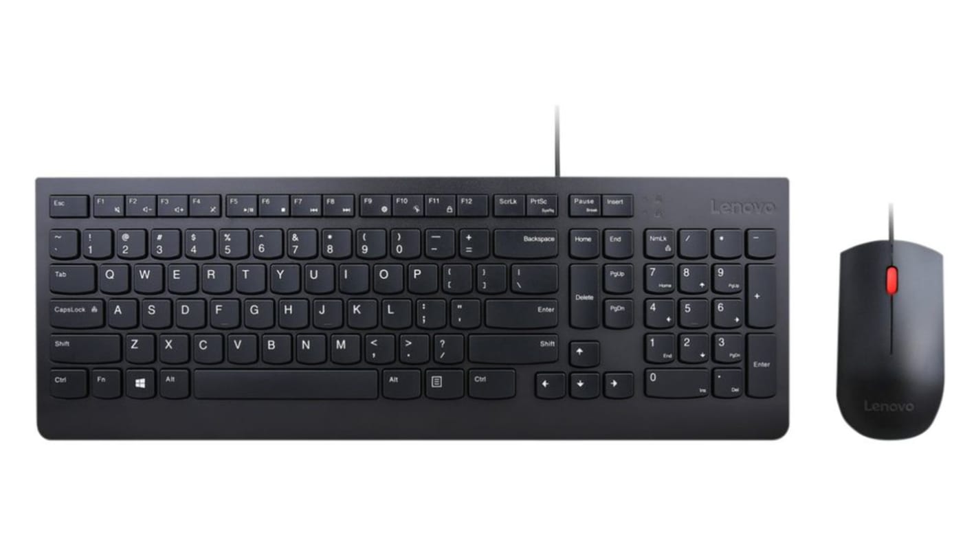 LENOVO 4X30L79897 Wired Keyboard & Mouse Set, QWERTY, Black