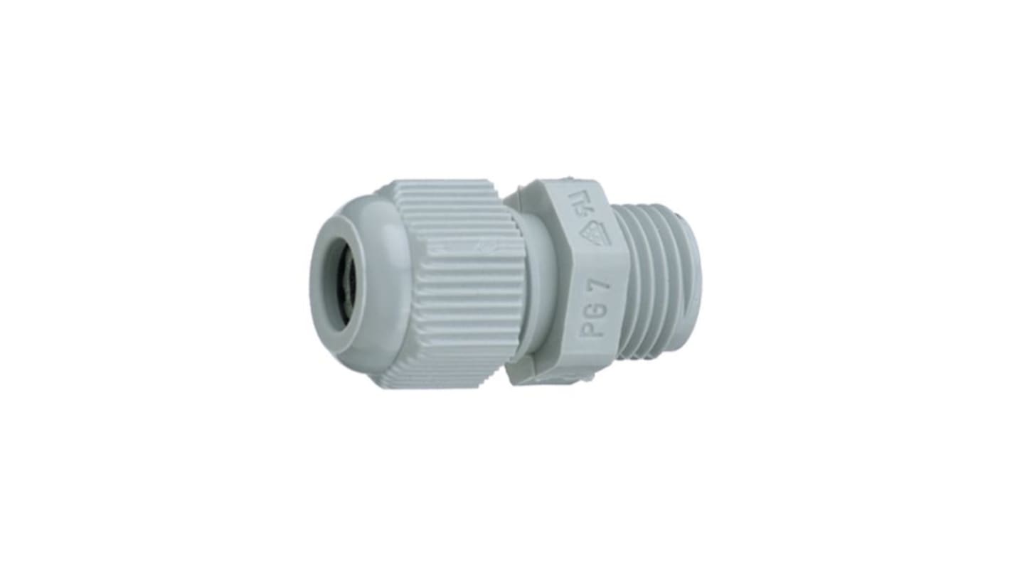Jacobs 50.0xx Series Grey Polyamide Cable Gland, PG9 Thread, 4mm min., 8mm max., IP68