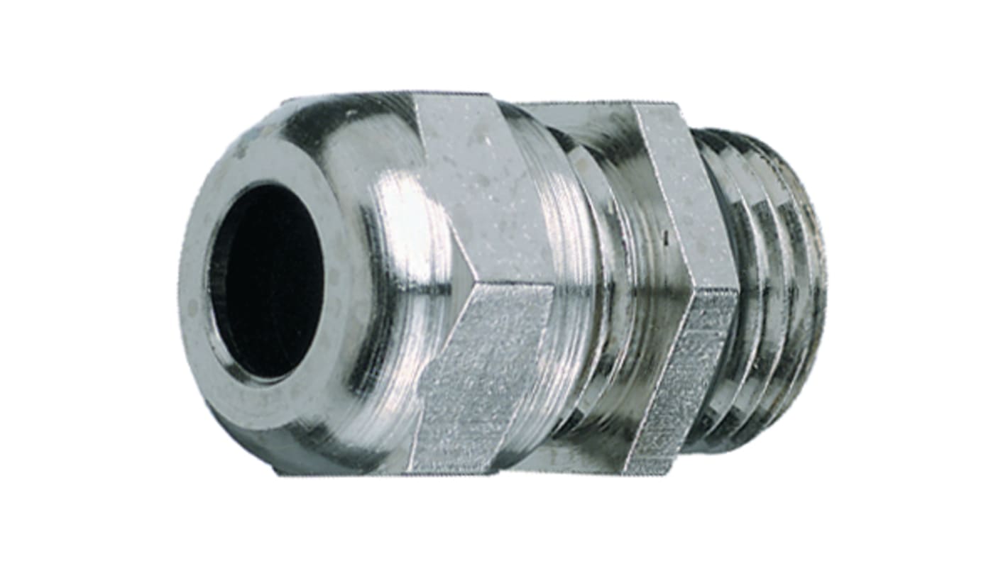 Jacobs 50.6xx Series Metal Nickel Plated Brass Cable Gland, M25 Thread, 11mm min., 16mm max., IP68, IP69K