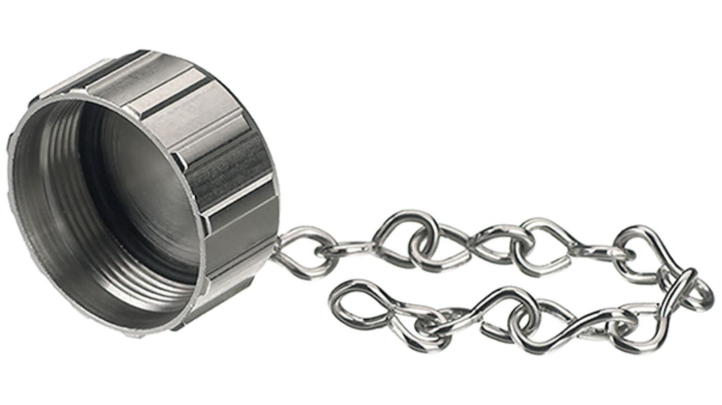 Metal protective cap with chain