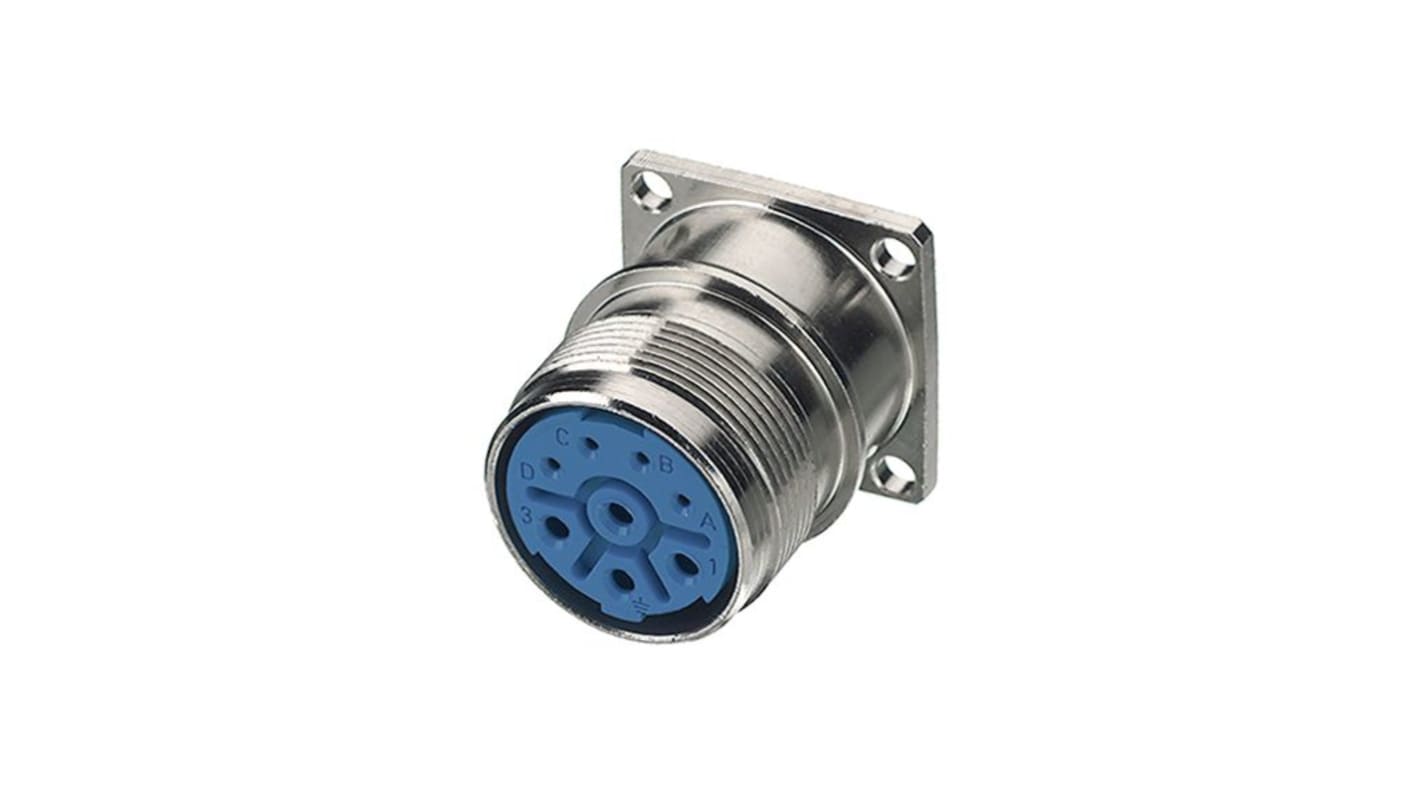 Conector circular Hummel macho serie Power Connectors M 23 de 6 vías macho, Montaje en Panel, IP67, IP69K