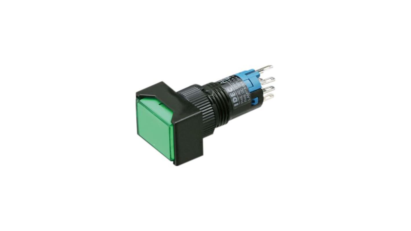 Idec AL6H Series Illuminated Push Button Switch, Momentary, Panel Mount, 16.2mm Cutout, 2CO, 220V, IP65