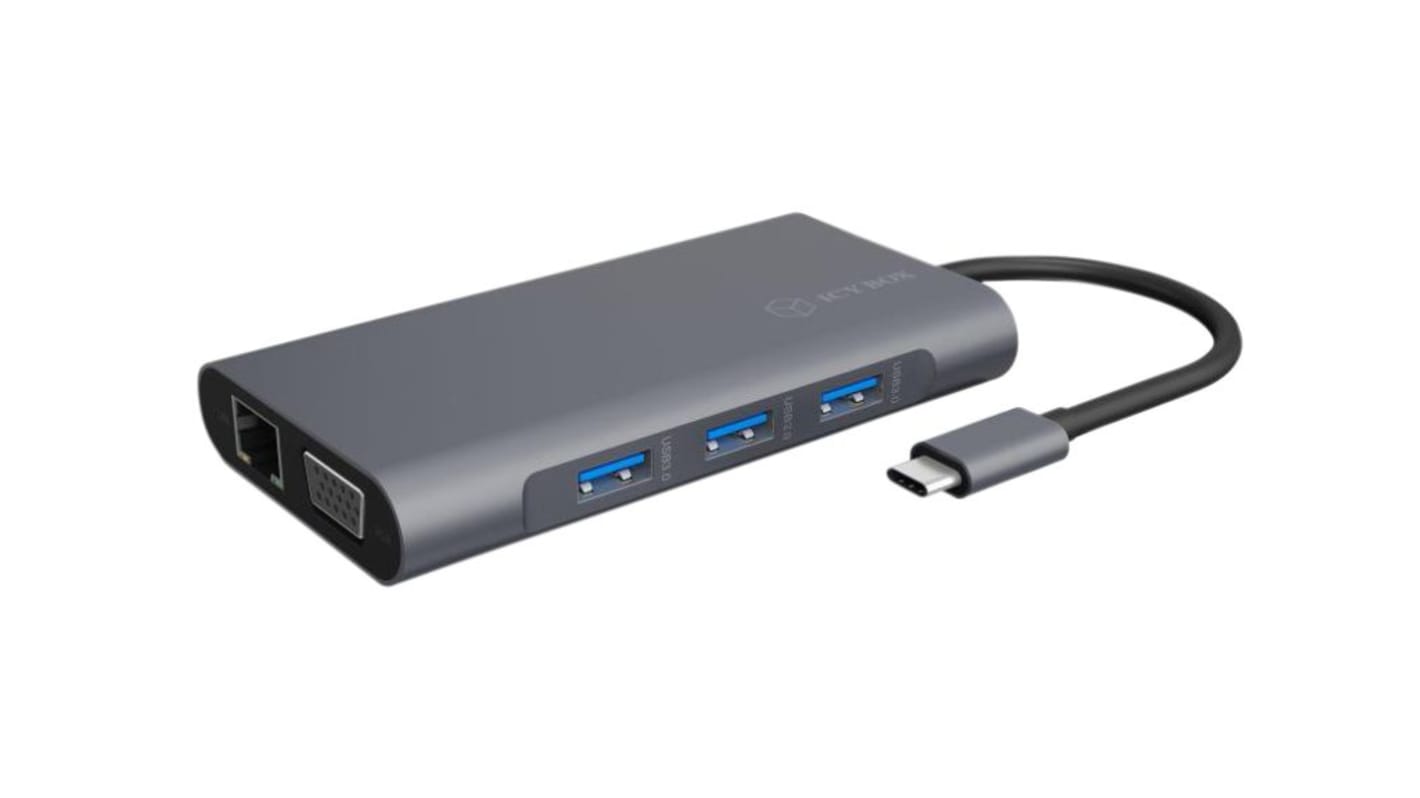 ICY BOX Docking-Station, USB-C, mit HDMI, VGA, 3 x USB Ports USB C-Anschl. 2 Displays