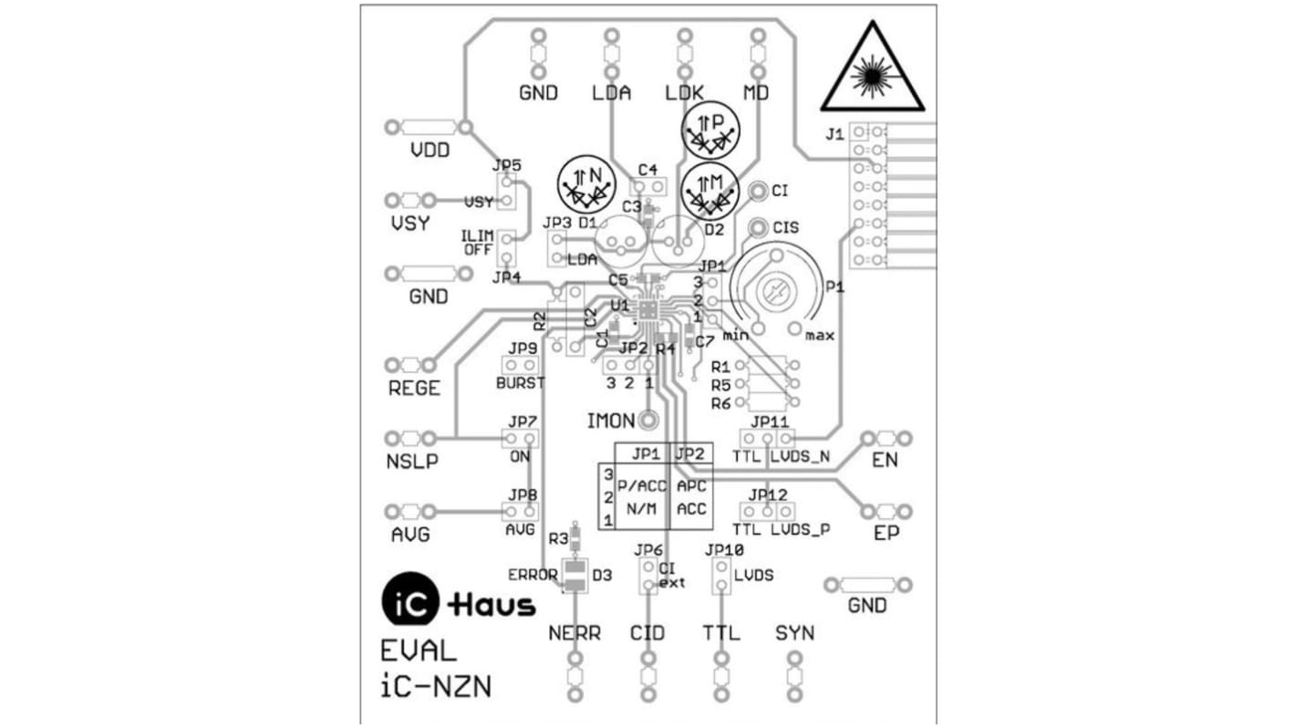 IC Haus IC-NZN EVAL NZN1D N Type 3 - 5.5 V Laser Diode Driver 24 QFN