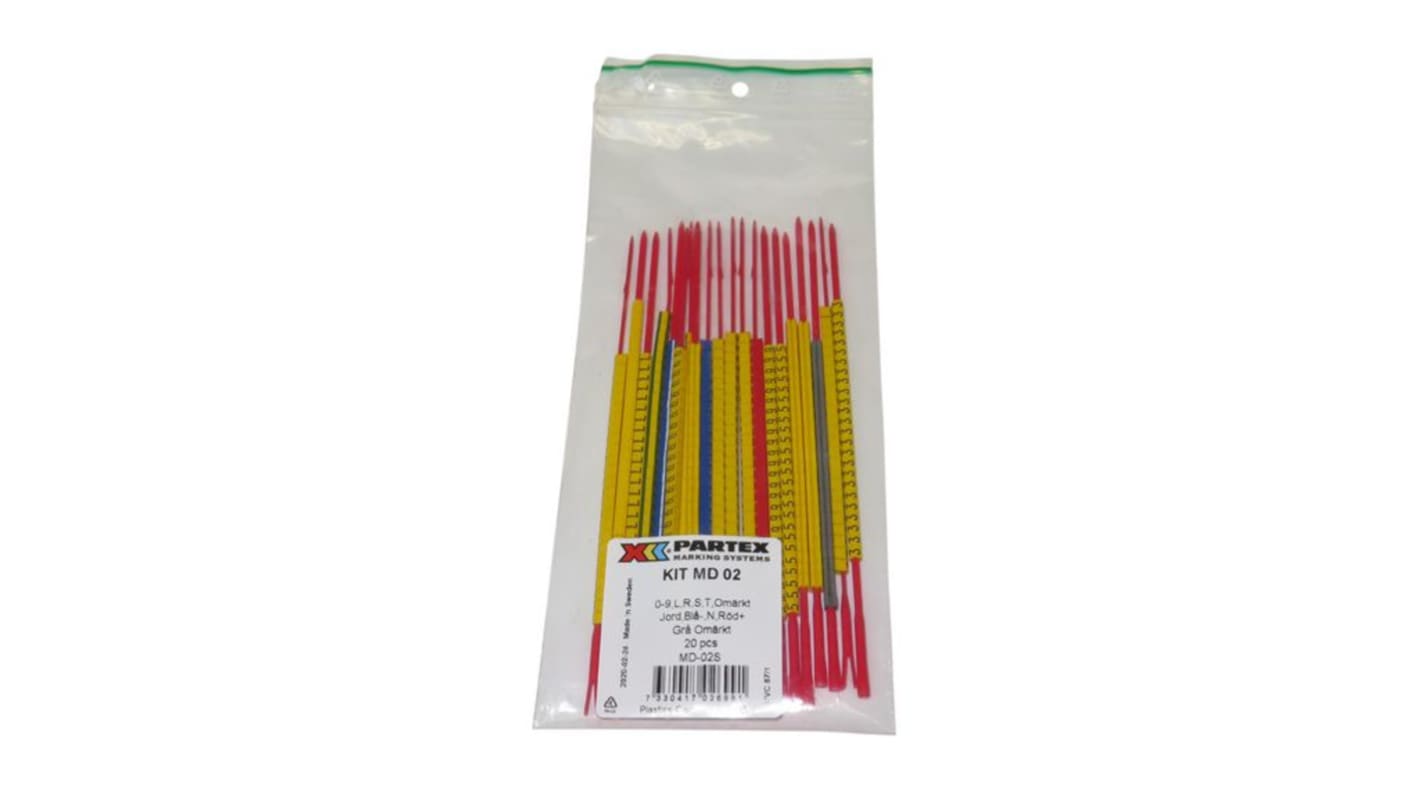 Partex Marking Systems MD/MDH Cable Marker Kit, 1.3 → 3mm Cable, MD-02S