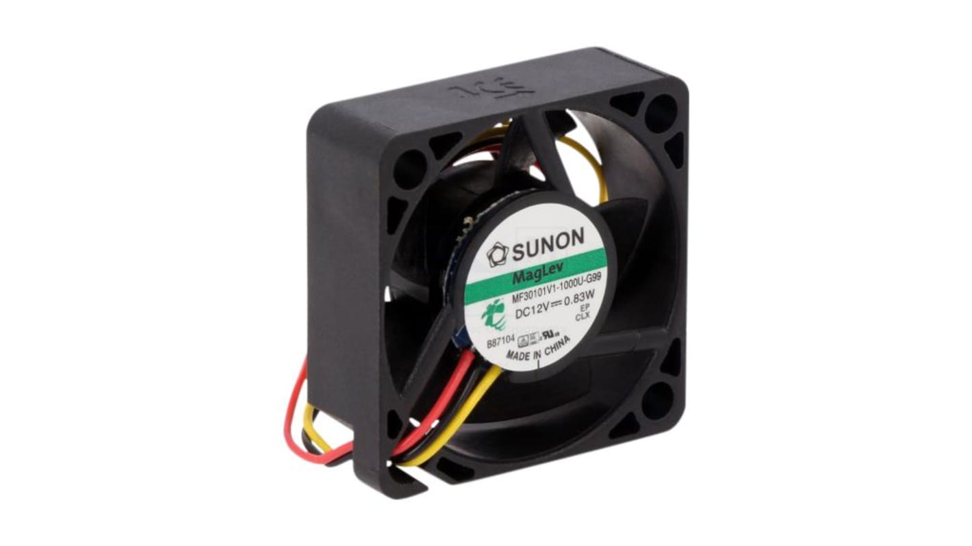 Sunon Axial Fan, dc Operation, 5.5cfm, 0.66/0.77W, 64mA Max, 30 x 30 x 10mm