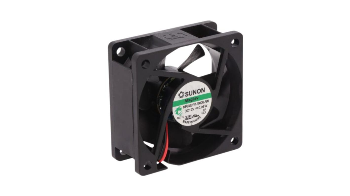 Sunon Axial Fan, 12 V dc, dc Operation, 23.5cfm, 0.90/1.05W, 87mA Max, 60 x 60 x 25mm