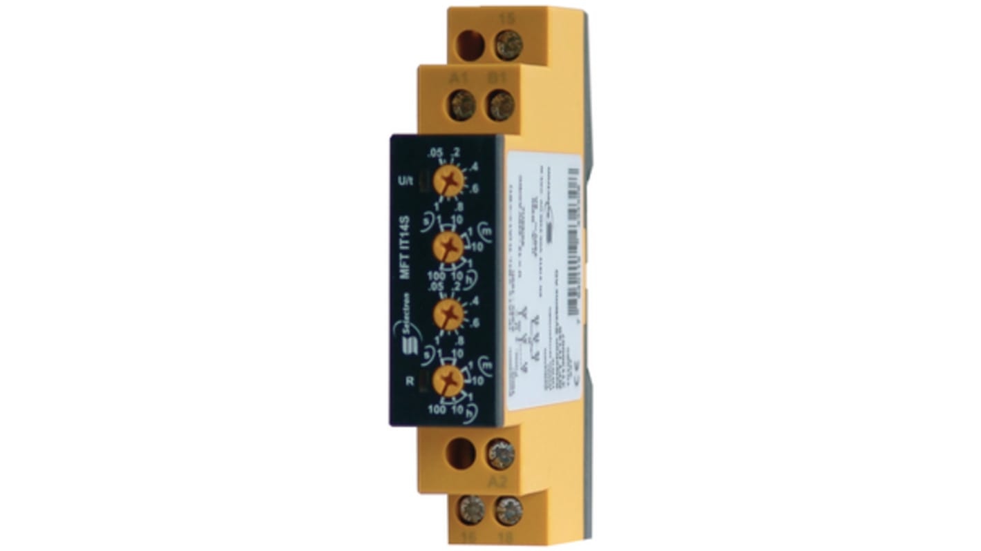 Timer Relay Selectron, intervallo 0.05 s → 100 h, 2 poli, SPDT, Guida DIN
