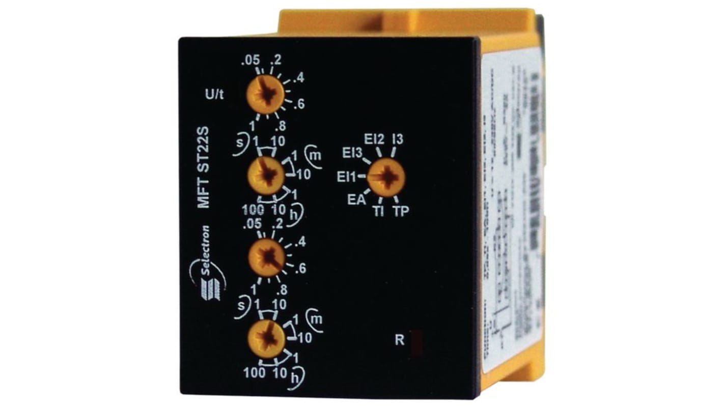 Relè ritardato Selectron, intervallo 0.05 → 360000s, DPDT, A innesto