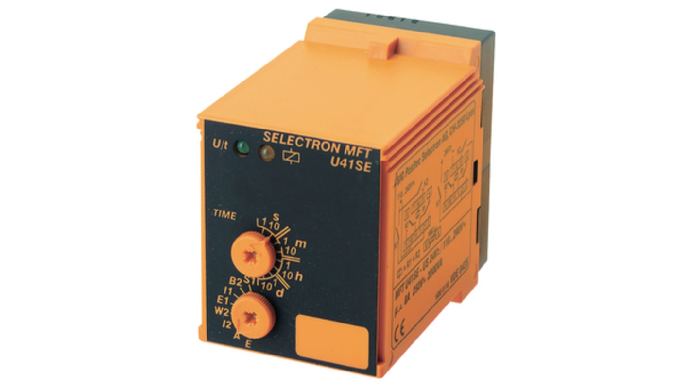 Timer Relay Selectron, intervallo 50 ms → 100 h, 7 poli, SPDT, Guida DIN