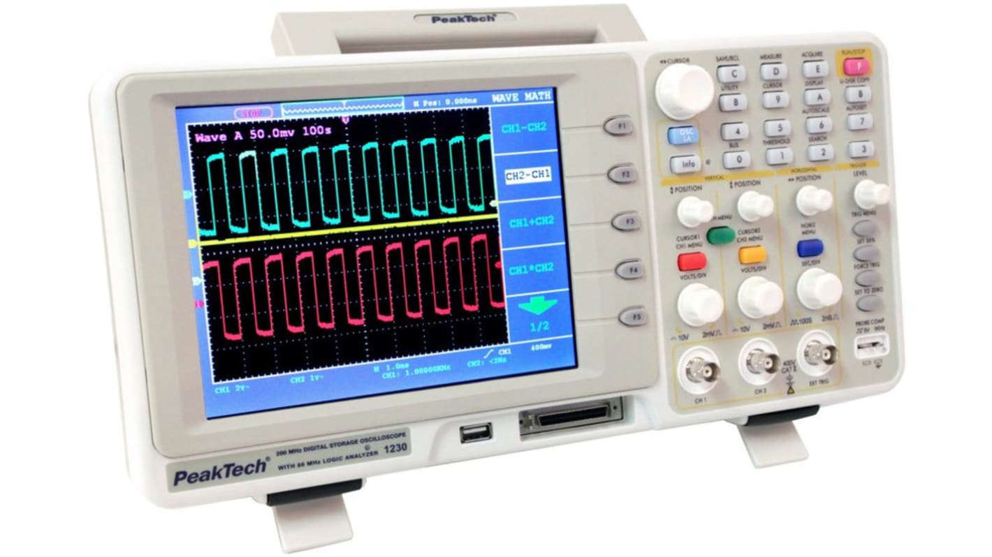 P1230 P12 Series, 200MHz Bench Oscilloscope, 16 Digital Channels