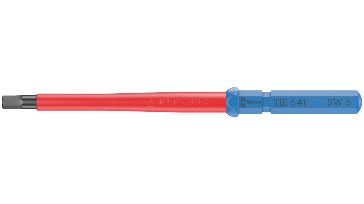 Hex Insulated Screwdriver, 5 mm Tip, VDE/1000V, 157 mm Overall