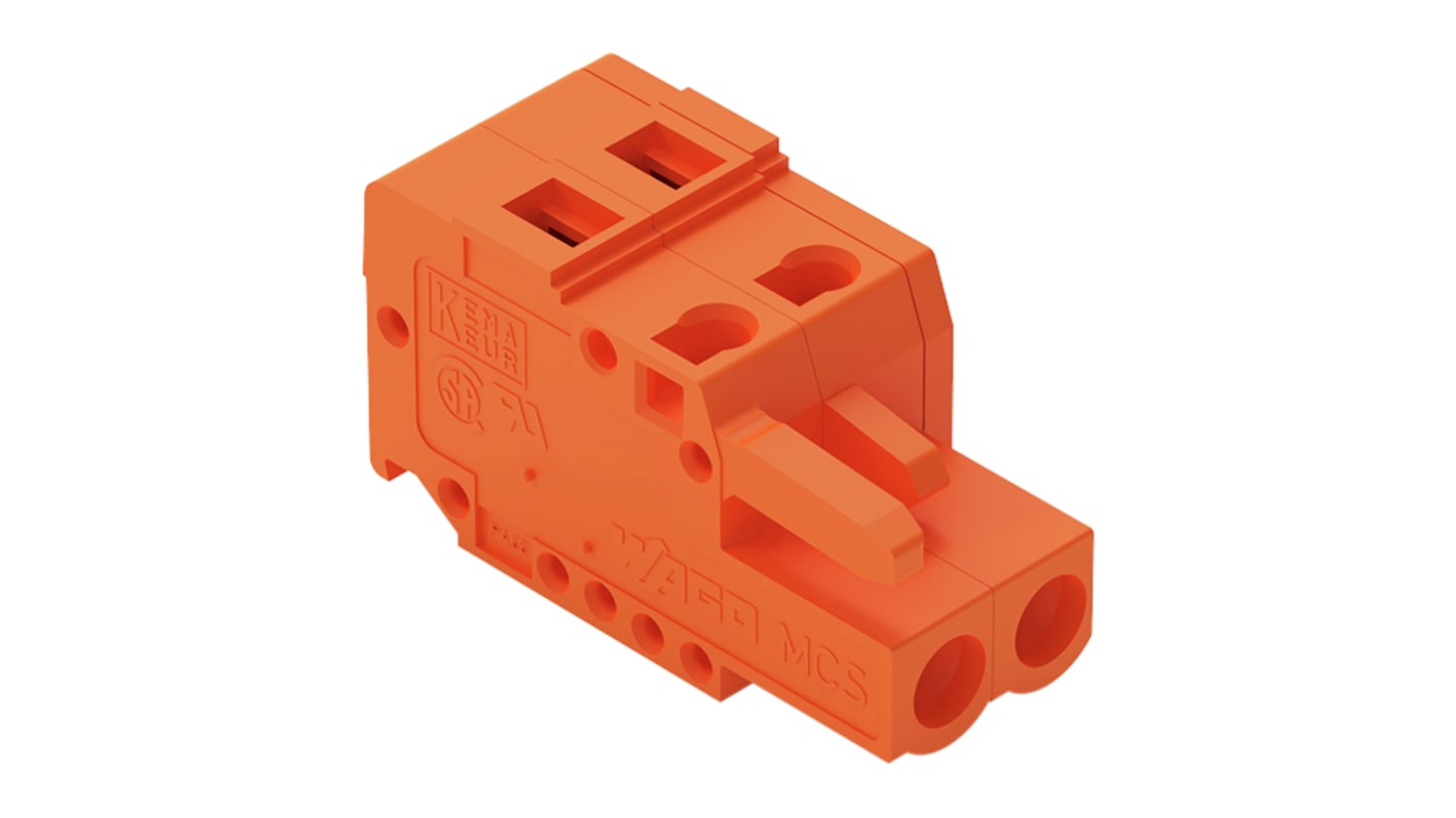 WAGO 5.08mm Pitch 2 Way Pluggable Terminal Block, Feed Through Plug, Cable Mount, Cage Clamp Termination