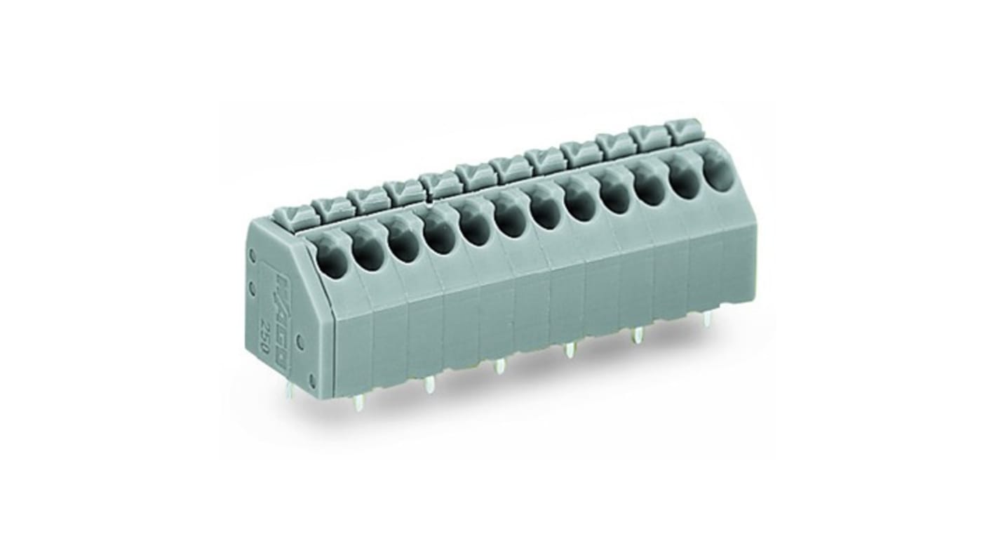 WAGO 236 Series PCB Terminal Block, 7-Contact, 3.5mm Pitch, Push-In, 1-Row, Cage Clamp Termination