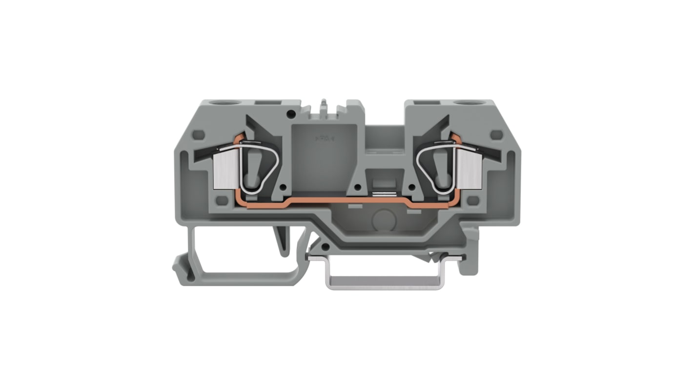 WAGO 282 Series Grey Terminal Block, 6mm², 2-Level, Cage Clamp Termination